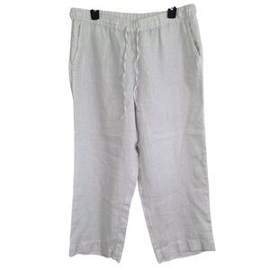 Linen Charter Club Luxury 100% Linen Elastic Waist Wide Leg Trouser Pants L